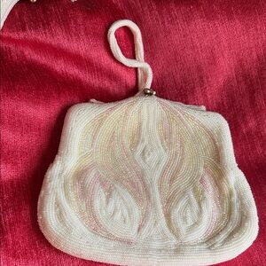 Vintage Korean Bridal Bag Elegant Beaded White Handbag